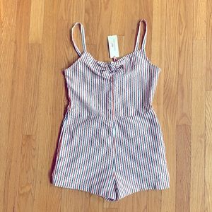 Tie-front firework seersucker Romper NEW